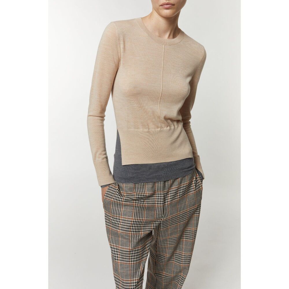 SAINT ART Myra Merino Wool Sweater Oatmeal Grey XL